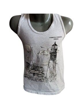 Vintage T-shirt Large Tank Single Stitch 1980's Lighthouse Corpus Christie US